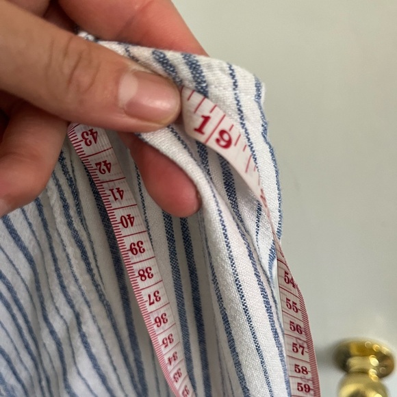 Old Navy Linen Blend Blue and White Striped Jumpsuit w/ Pockets - Picture 7 of 9